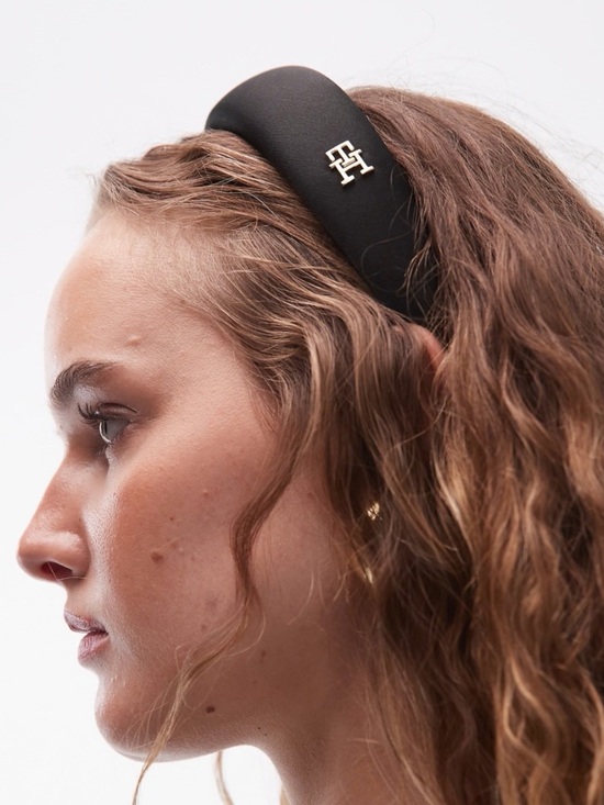 Tommy Hilfiger Accessories - Tommy Hilfiger Black Padded Headband with Gold Logo